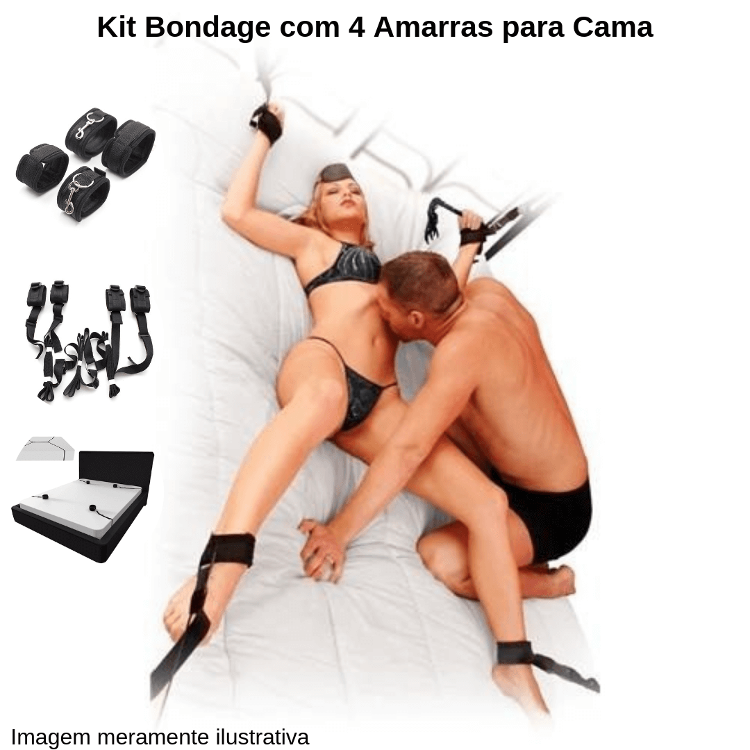 Kit Bondage com 4 amarras para cama